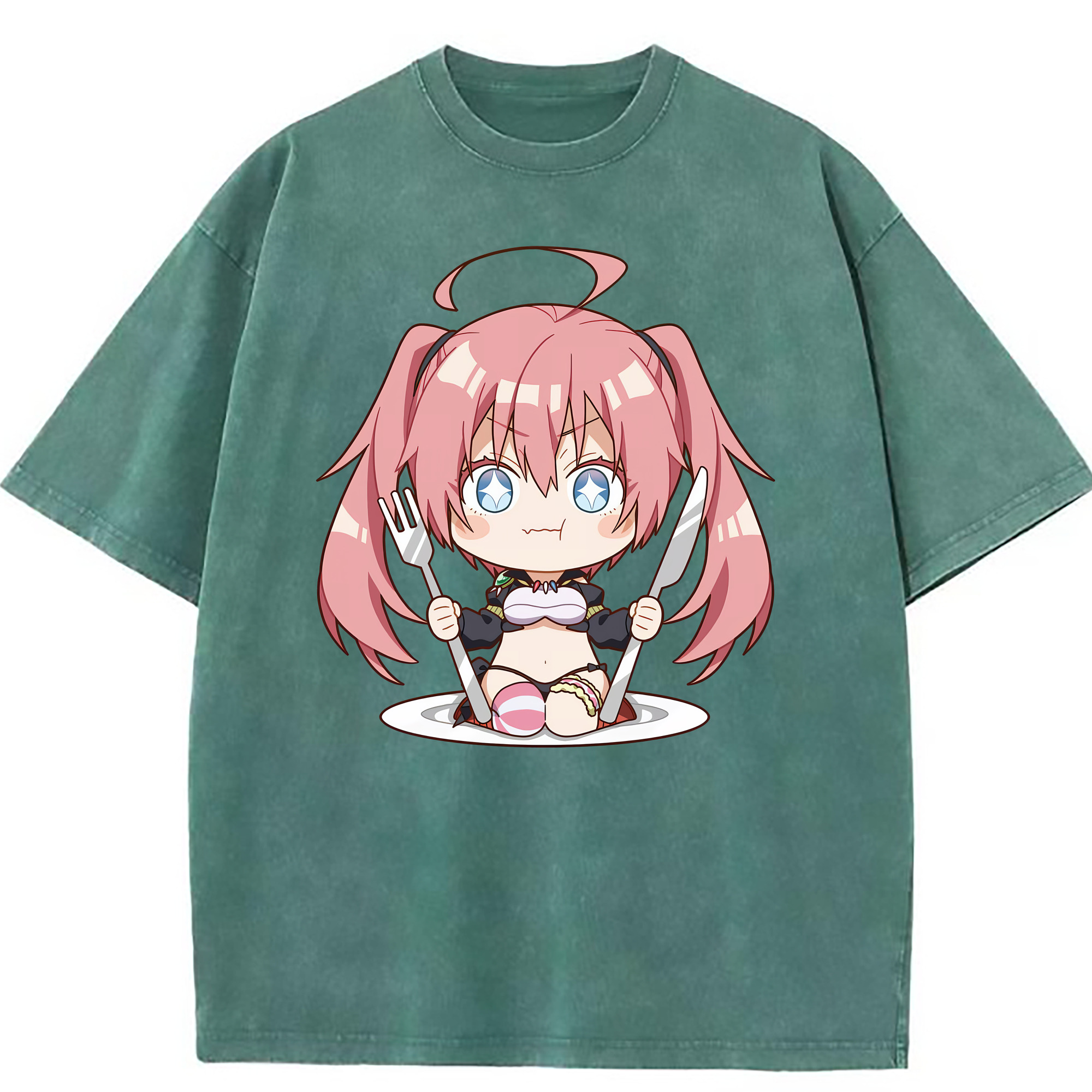 （画像用） 転スラ Regarding Reincarnated to Slime 綿100% ヴィンテージ風 半袖Tシャツ（フロントプリント）